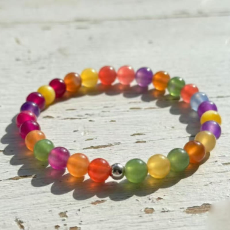 FREE Today: Rainbow Colored Necklace Colorchanging Dopamine Chain 8mm Beaded Bracelet & Earrings - image 3