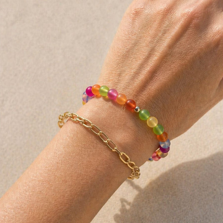 FREE Today: Rainbow Colored Necklace Colorchanging Dopamine Chain 8mm Beaded Bracelet & Earrings - image 2