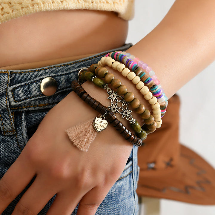 Olivenorma Stackable Multi-Layer Handmade Feather Charm Boho Ethnic Bracelet - image 15