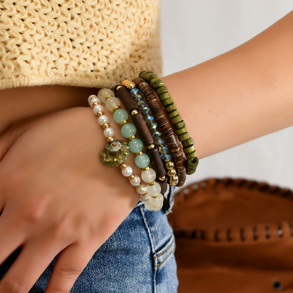 Olivenorma Stackable Multi-Layer Handmade Feather Charm Boho Ethnic Bracelet - image 17