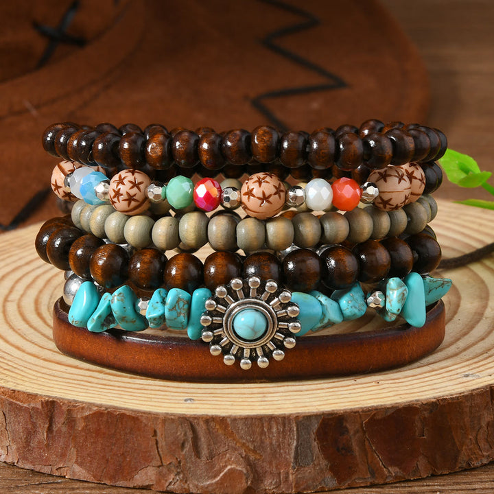 Olivenorma Stackable Multi-Layer Handmade Feather Charm Boho Ethnic Bracelet - Turquoise Feather - image 24