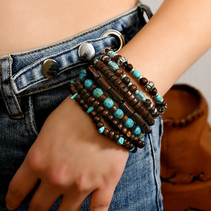 FREE Today: Women's Boho Beaded Layered Charm Bracelet 6Pcs Set - Turquoise Stack - image 18