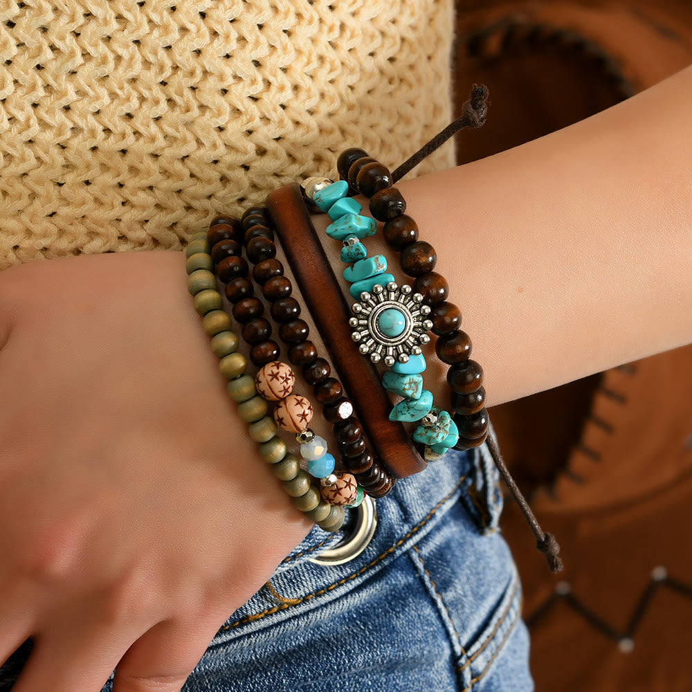 FREE Today: Women's Boho Beaded Layered Charm Bracelet 6Pcs Set - image 25