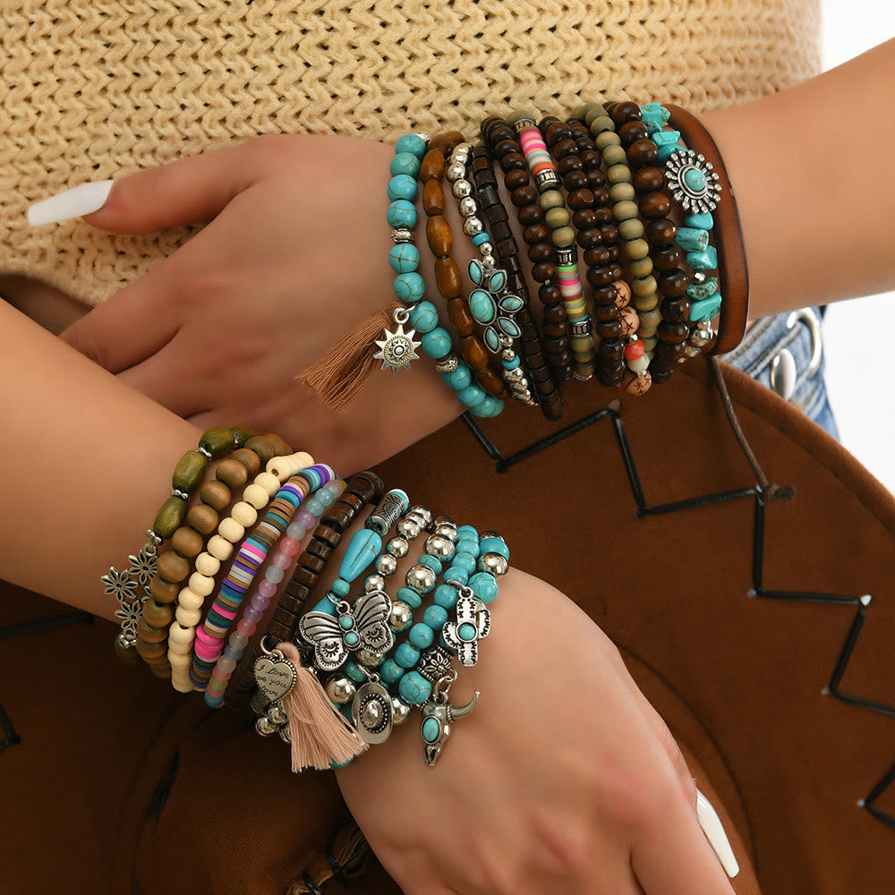 FREE Today: Women's Boho Beaded Layered Charm Bracelet 6Pcs Set - image 43
