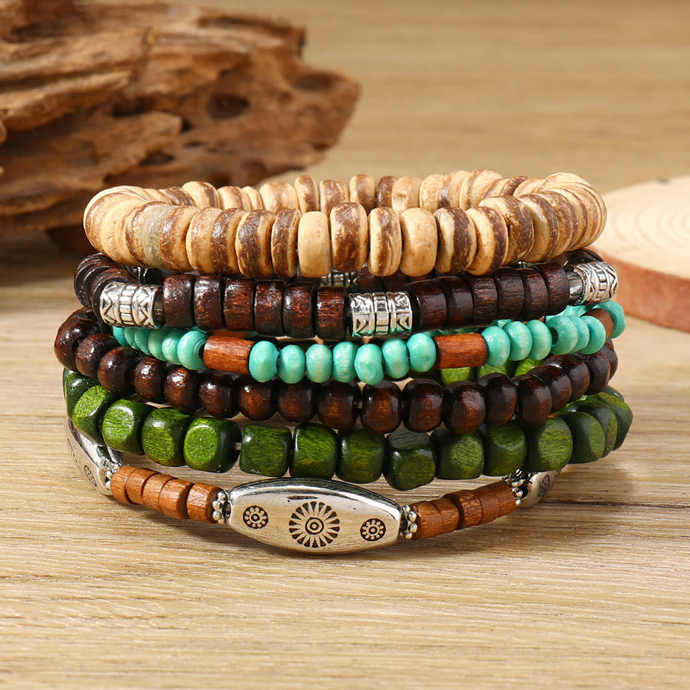 FREE Today: Women's Boho Beaded Layered Charm Bracelet 6Pcs Set - Earthy Bead Stack - image 46