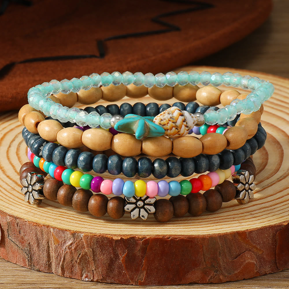 FREE Today: Women's Boho Beaded Layered Charm Bracelet 6Pcs Set - Rainbow Turquoise - image 38