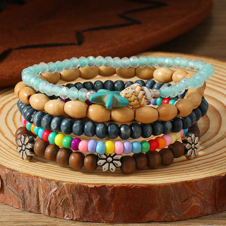 Olivenorma Stackable Multi-Layer Handmade Feather Charm Boho Ethnic Bracelet - Rainbow Turquoise - image 38