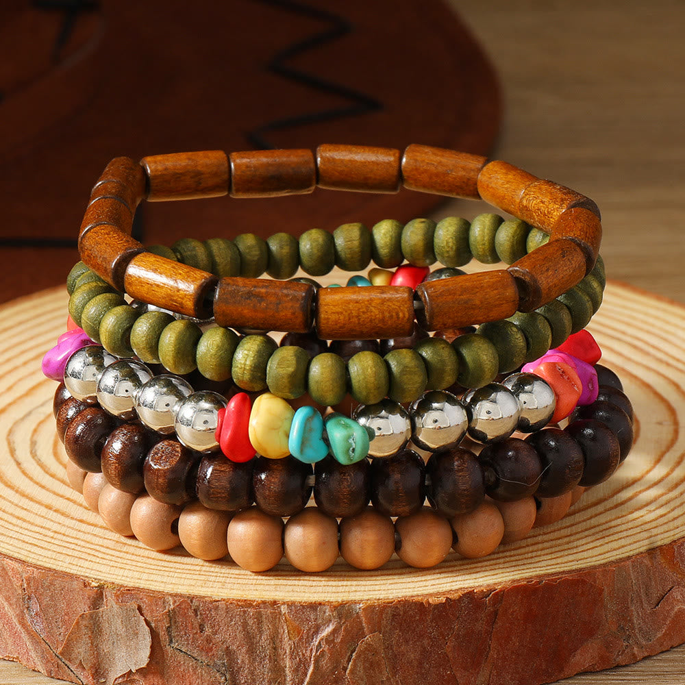 FREE Today: Women's Boho Beaded Layered Charm Bracelet 6Pcs Set - Earthy Wood - image 37