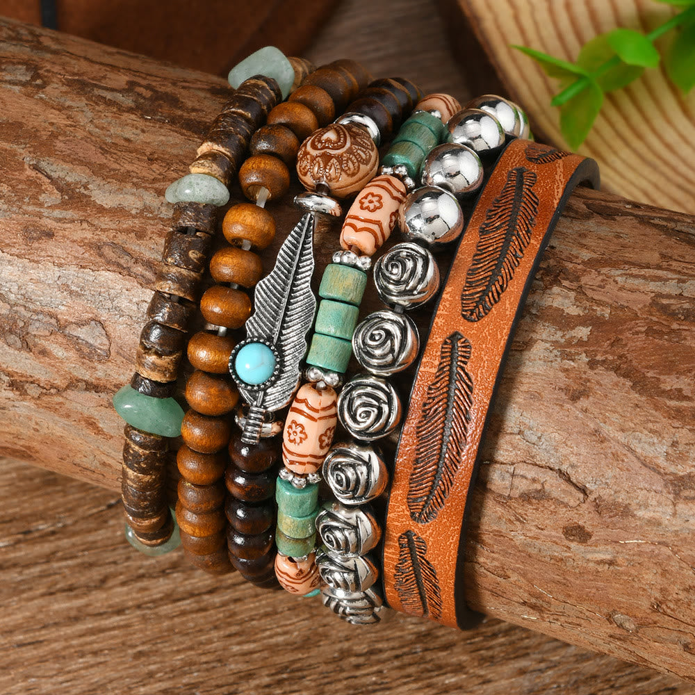 FREE Today: Women's Boho Beaded Layered Charm Bracelet 6Pcs Set - image 1