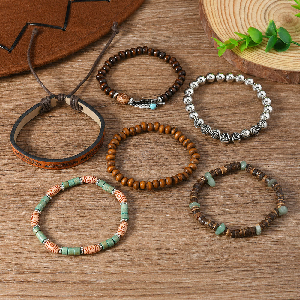 Olivenorma Stackable Multi-Layer Handmade Feather Charm Boho Ethnic Bracelet - image 47