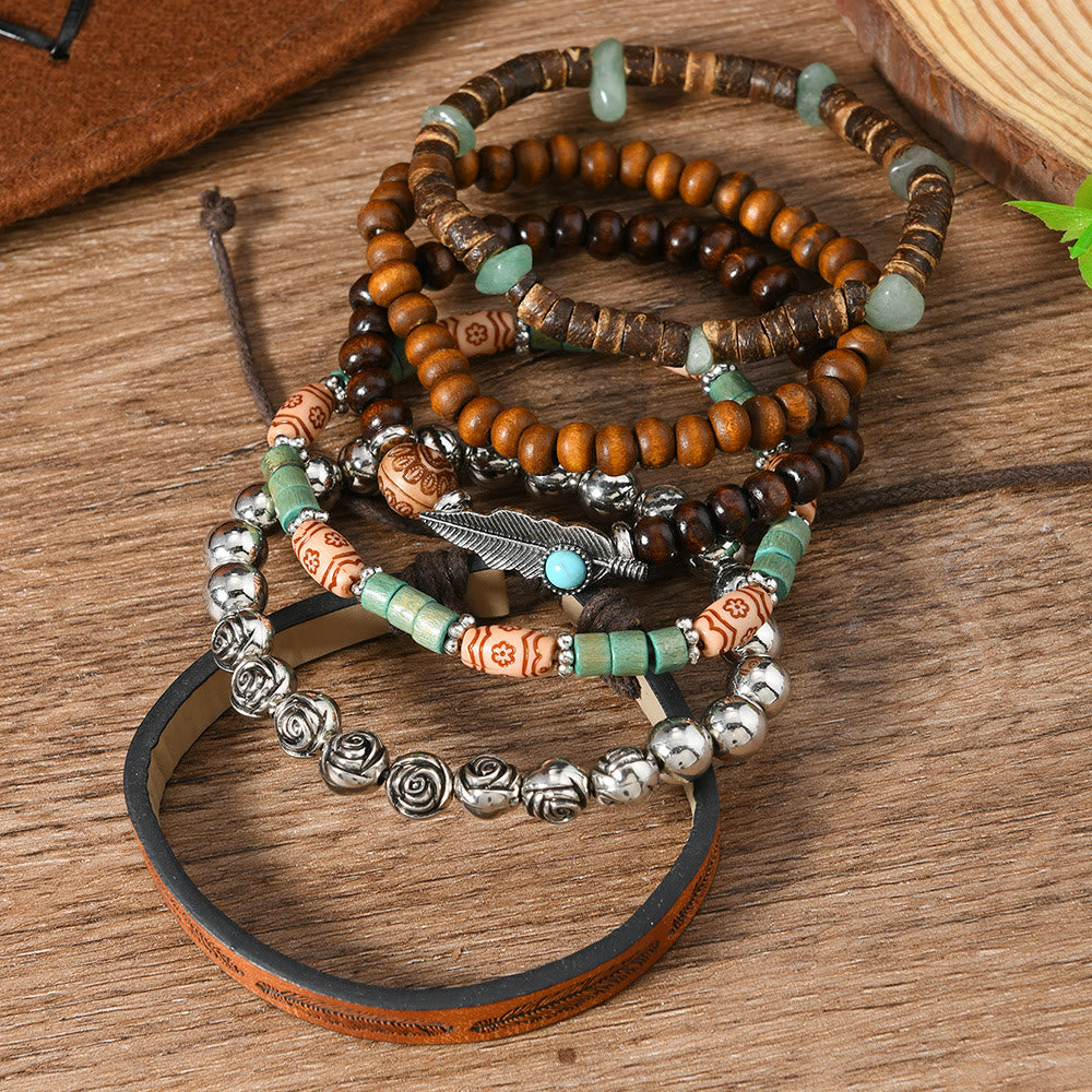 FREE Today: Women's Boho Beaded Layered Charm Bracelet 6Pcs Set - image 2