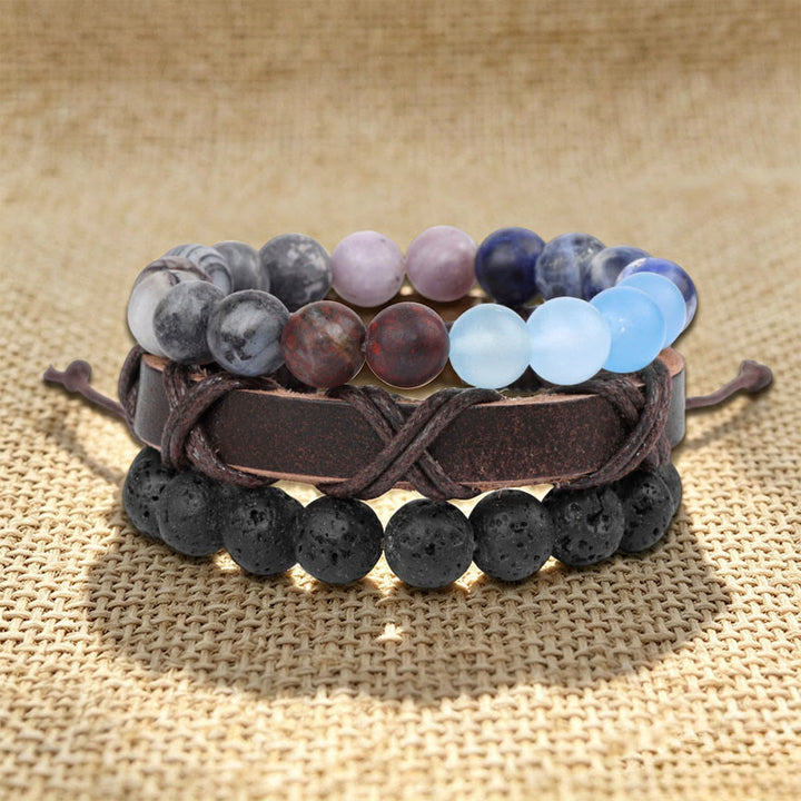 Olivenorma Stackable Multi-Layer Handmade Boho Ethnic Bracelet - Lava Stone & Mahogany Obsidian - image 10