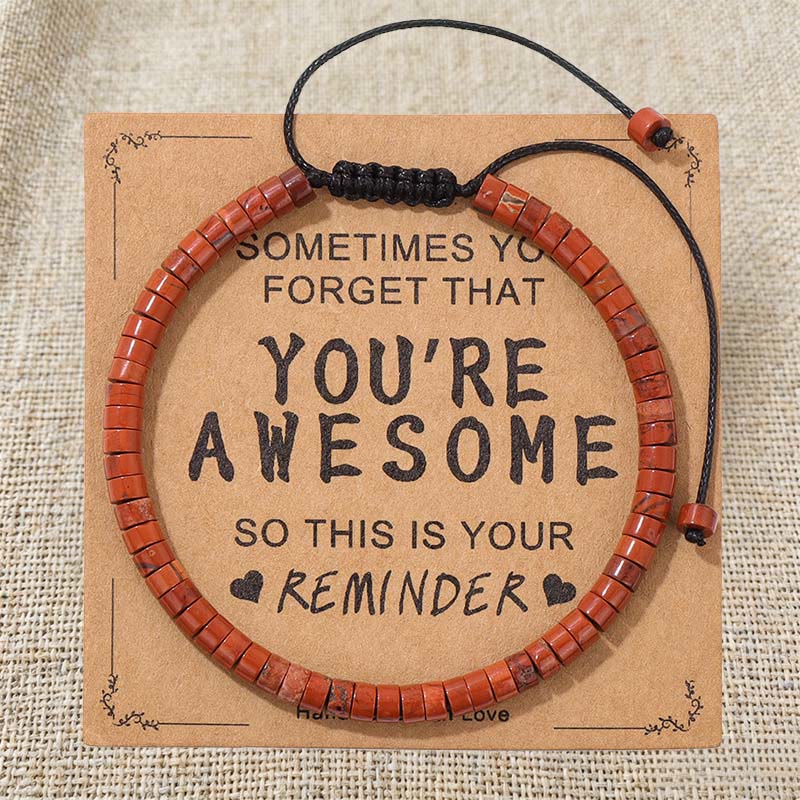 Olivenorma Inspirational Reminder YOU ARE AWESOME Adjustable Handmade Beaded Bracelet - Red Jasper - image 15