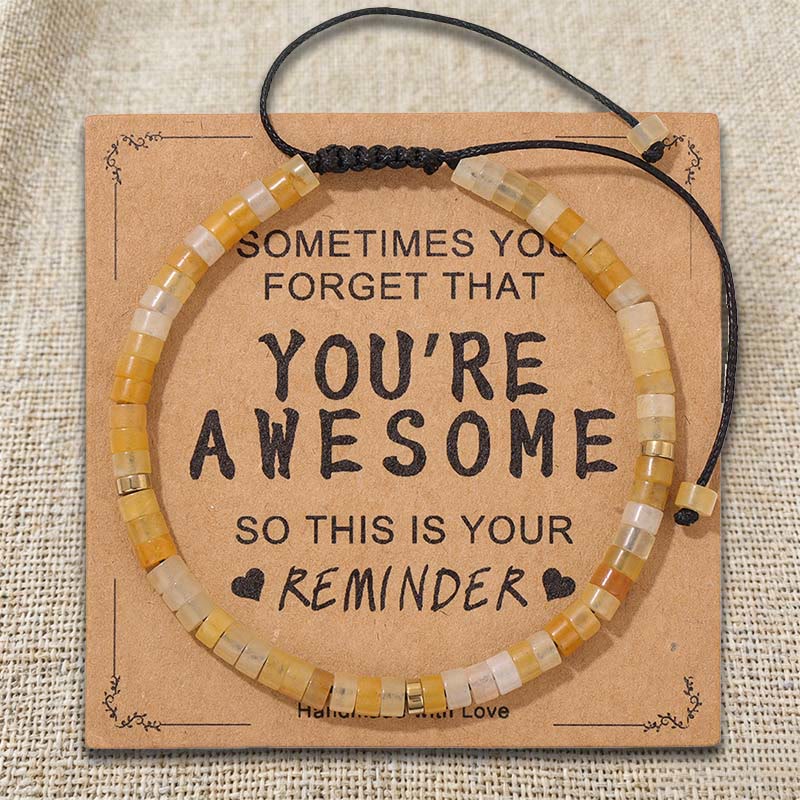 Olivenorma Inspirational Reminder YOU ARE AWESOME Adjustable Handmade Beaded Bracelet - Citrine - image 21