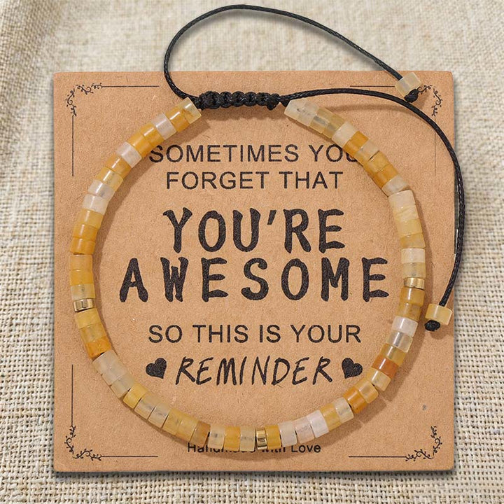 Olivenorma Inspirational Reminder YOU ARE AWESOME Adjustable Handmade Beaded Bracelet - Citrine - image 21