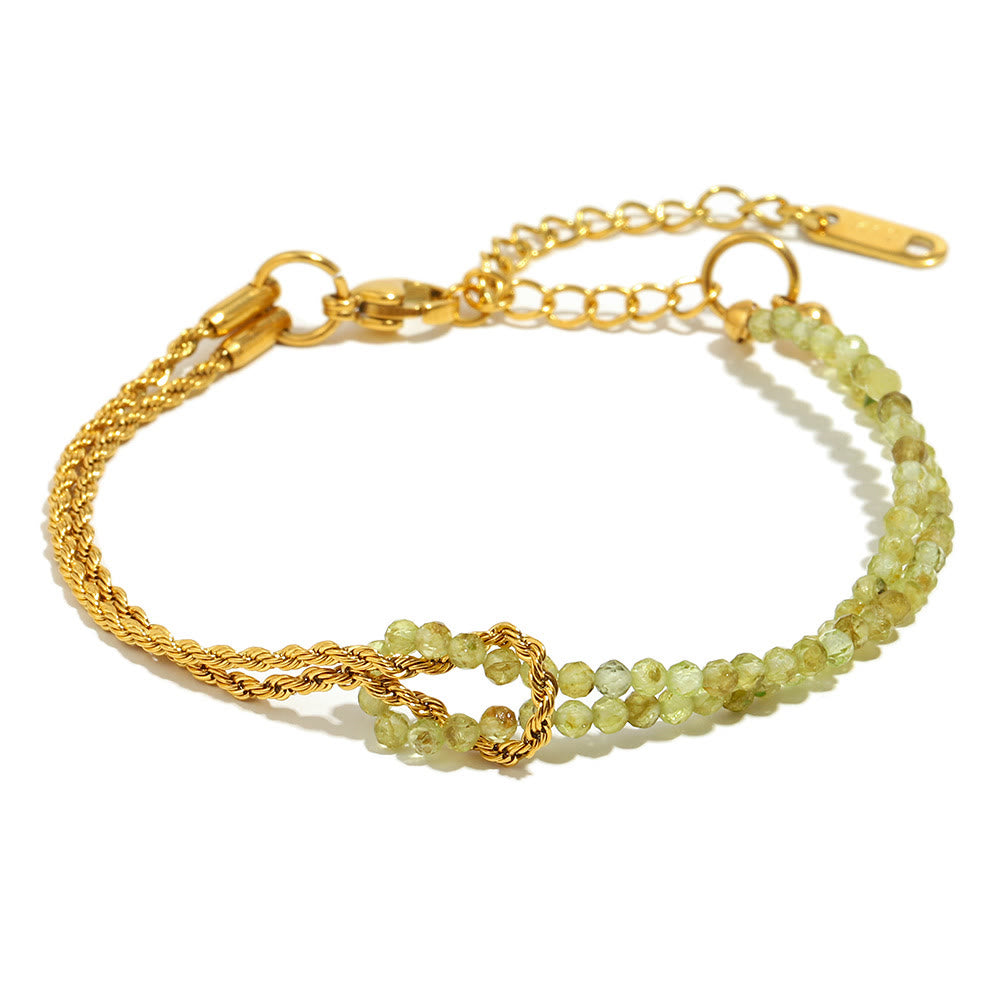 Olivenorma Adjustable Extender Dual-Layer Chain Beaded Bracelet - Peridot - image 14