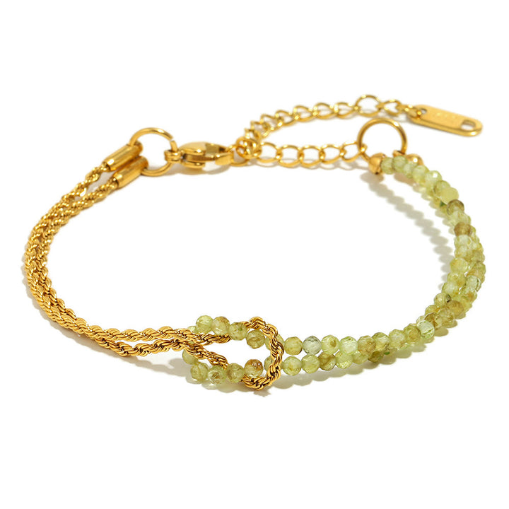 Olivenorma Adjustable Extender Dual-Layer Chain Beaded Bracelet - Peridot - image 14