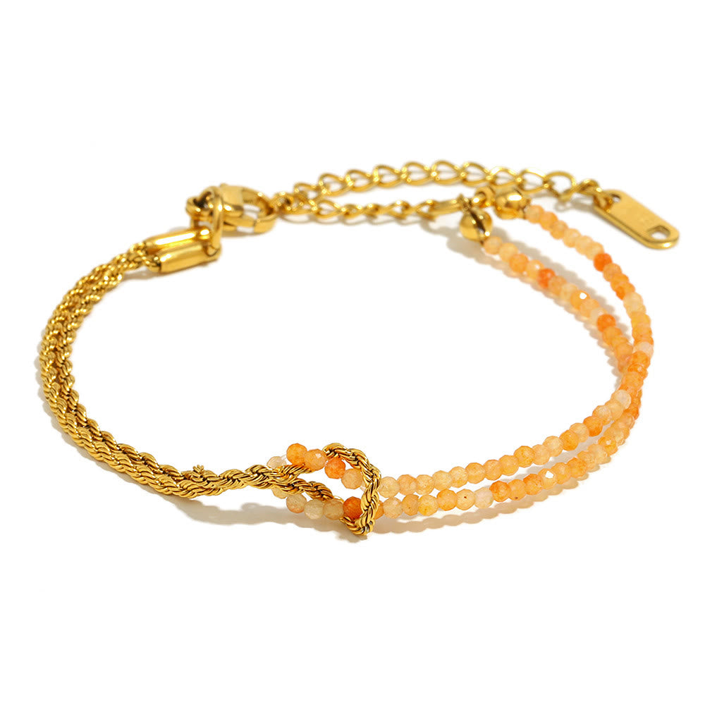 Olivenorma Adjustable Extender Dual-Layer Chain Beaded Bracelet - Citrine - image 6