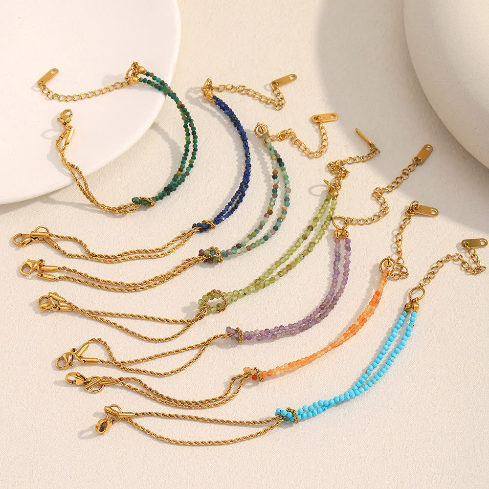 Olivenorma Adjustable Extender Dual-Layer Chain Beaded Bracelet - image 18