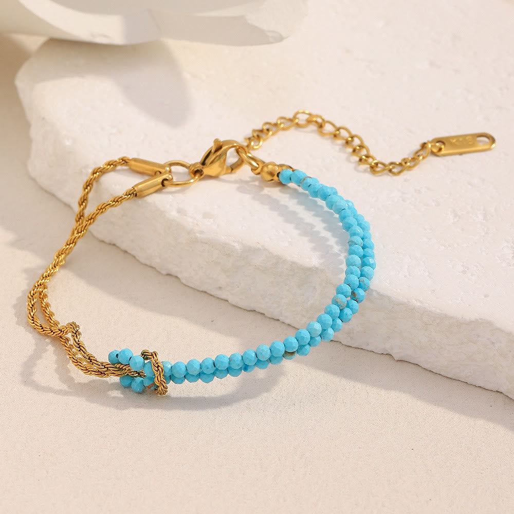 Olivenorma Adjustable Extender Dual-Layer Chain Beaded Bracelet - image 3