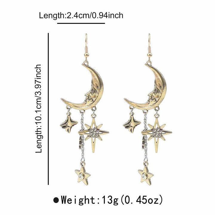 Olivenorma Boho Sun Face Celestial Star Moon Dangle Earrings - image 11