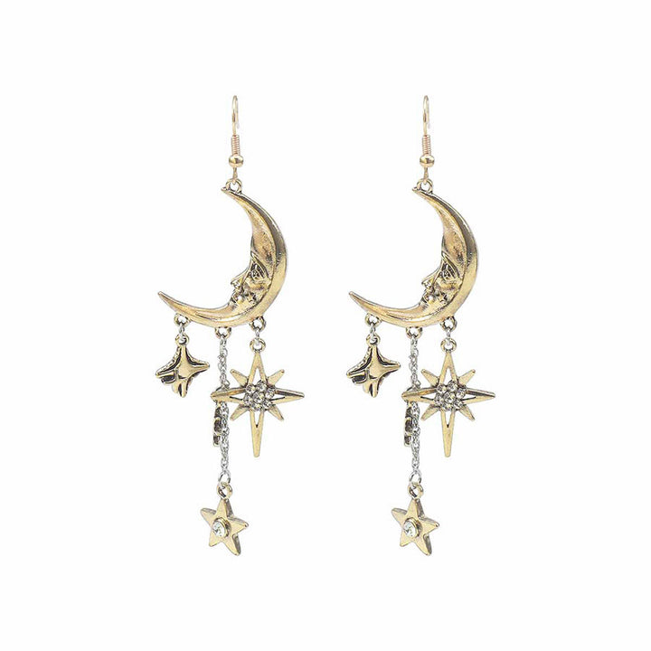 Olivenorma Boho Sun Face Celestial Star Moon Dangle Earrings - image 6