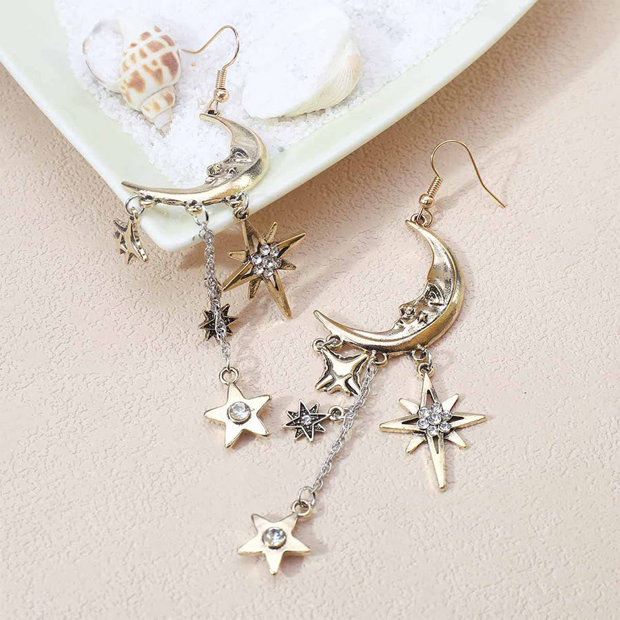 Olivenorma Boho Sun Face Celestial Star Moon Dangle Earrings - image 8