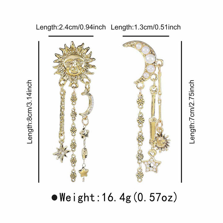 Olivenorma Boho Sun Face Celestial Star Moon Dangle Earrings - image 5