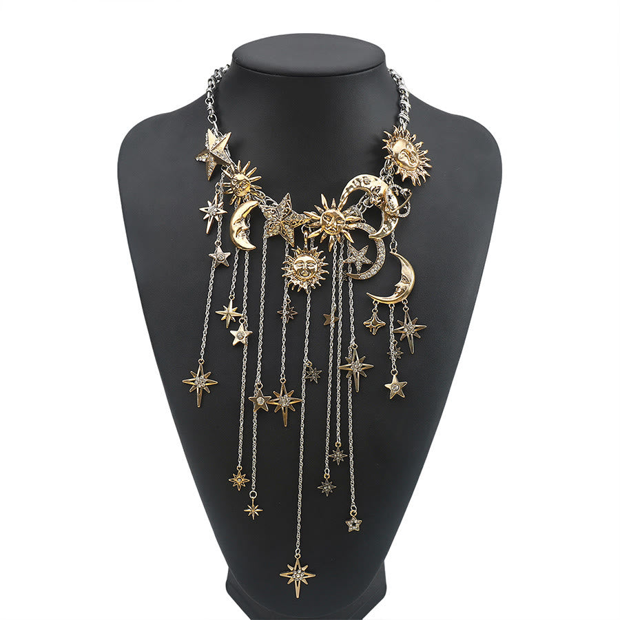 Olivenorma Boho Sun Face Celestial Star Moon Dangle Earrings - Necklace - image 13