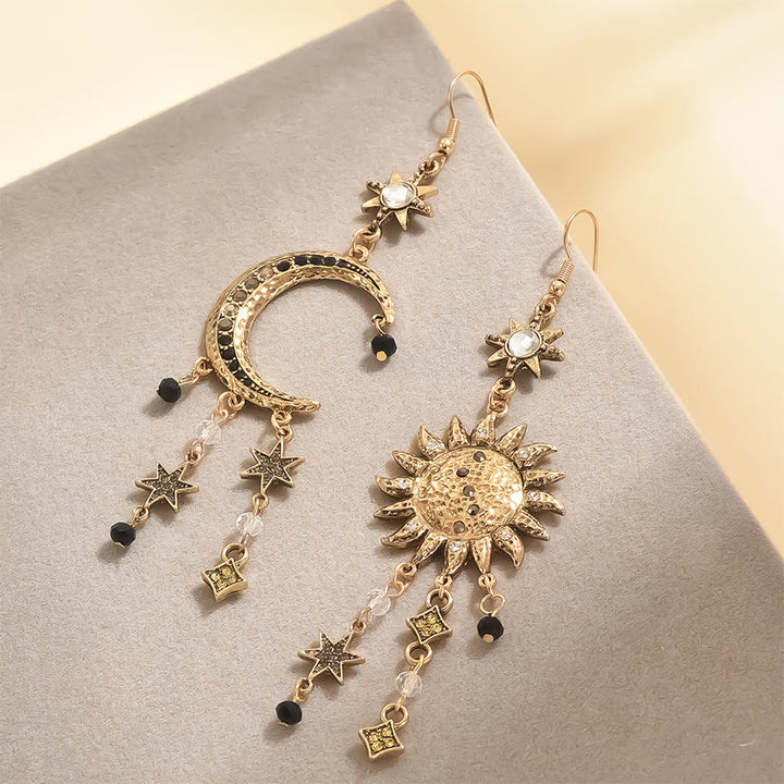 Olivenorma Bohemian Vintage Celestial Sun Moon Star Statement Dangle Earrings - image 6