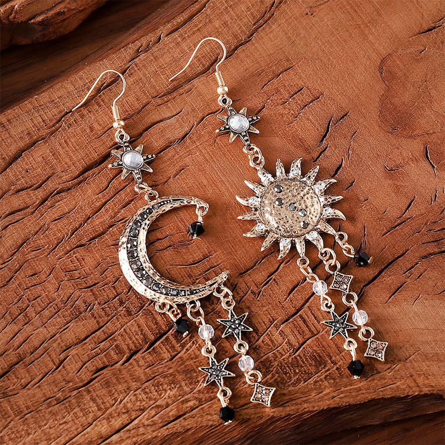 Olivenorma Bohemian Vintage Celestial Sun Moon Star Statement Dangle Earrings - image 1