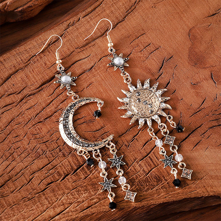 Olivenorma Bohemian Vintage Celestial Sun Moon Star Statement Dangle Earrings - image 1