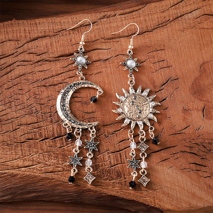 Olivenorma Bohemian Vintage Celestial Sun Moon Star Statement Dangle Earrings - image 2
