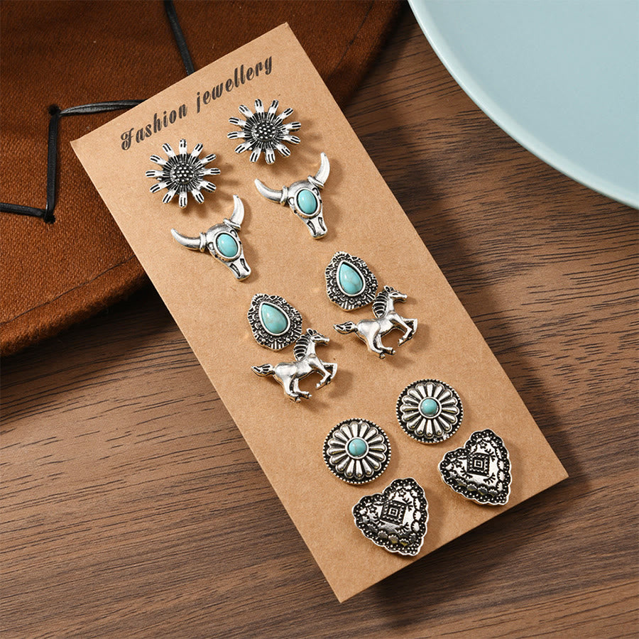 Olivenorma Bohemian Southwestern Multi-Motif Stackable Stud Earrings - image 8