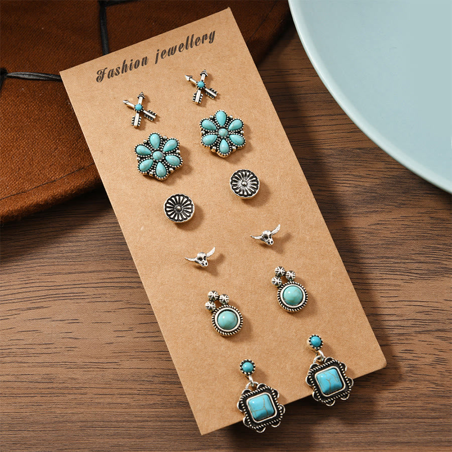Olivenorma Bohemian Southwestern Multi-Motif Stackable Stud Earrings - image 5