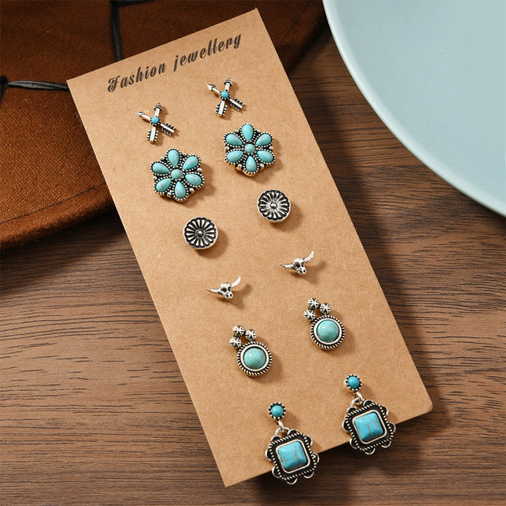 Olivenorma Bohemian Southwestern Multi-Motif Stackable Stud Earrings - image 5