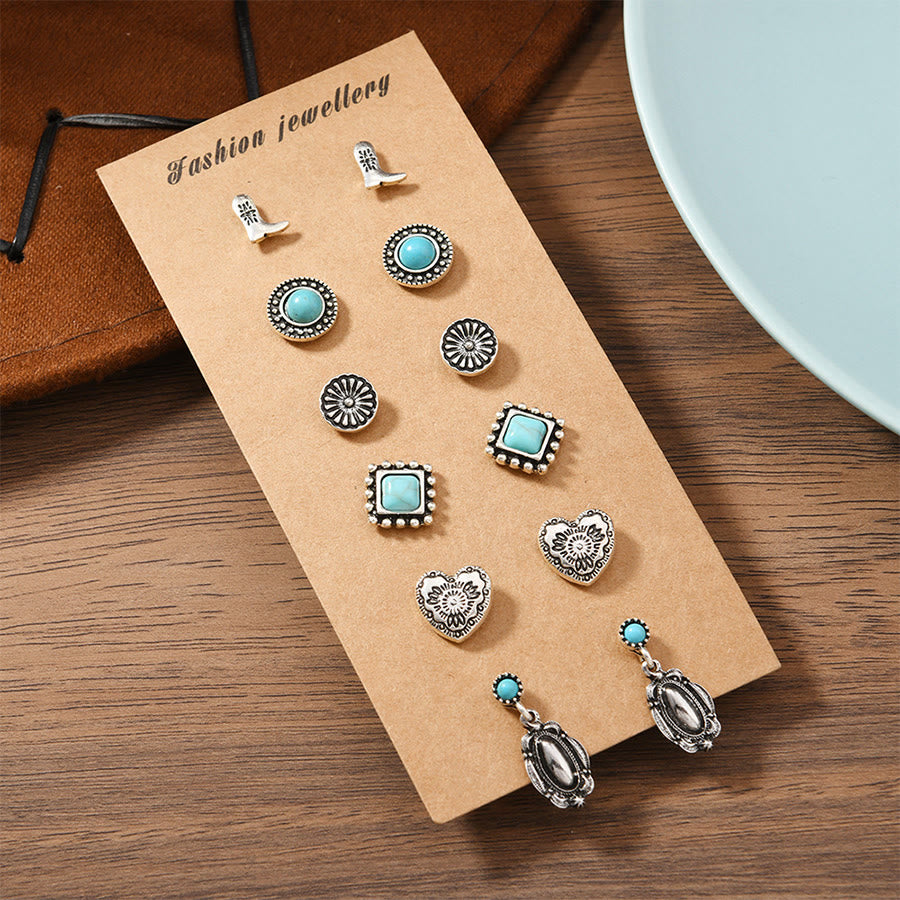 Olivenorma Bohemian Southwestern Multi-Motif Stackable Stud Earrings - image 12