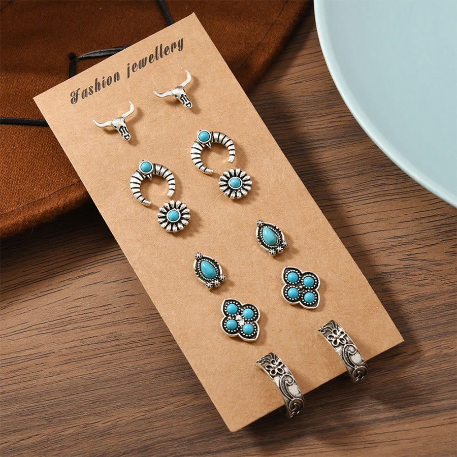 Olivenorma Bohemian Southwestern Multi-Motif Stackable Stud Earrings - image 19