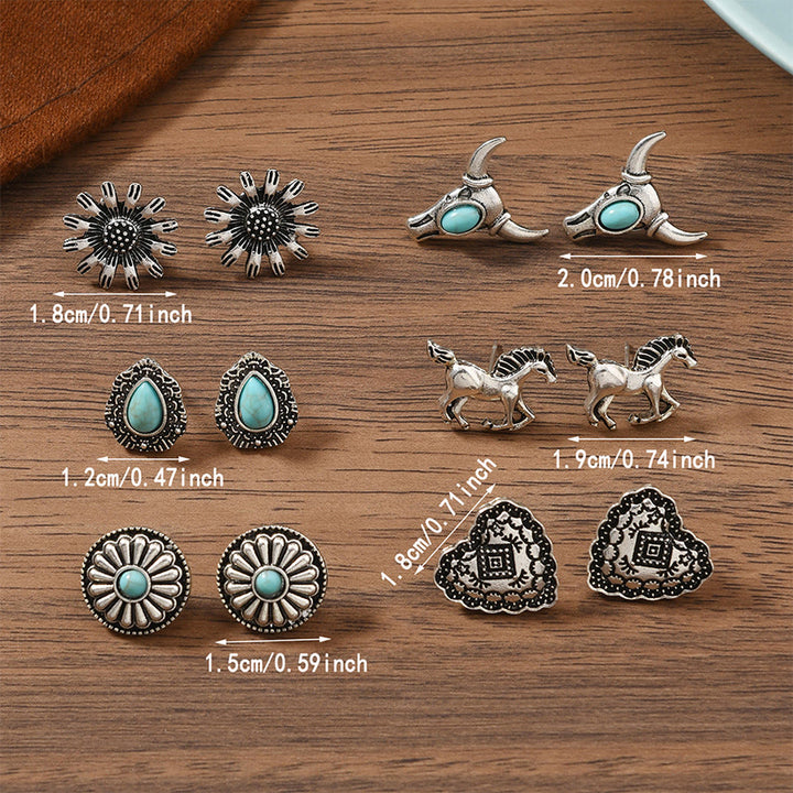 Olivenorma Bohemian Southwestern Multi-Motif Stackable Stud Earrings - image 10