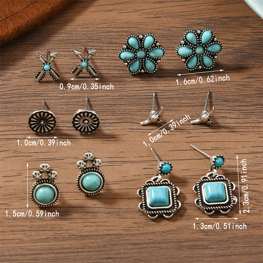 Olivenorma Bohemian Southwestern Multi-Motif Stackable Stud Earrings - image 6