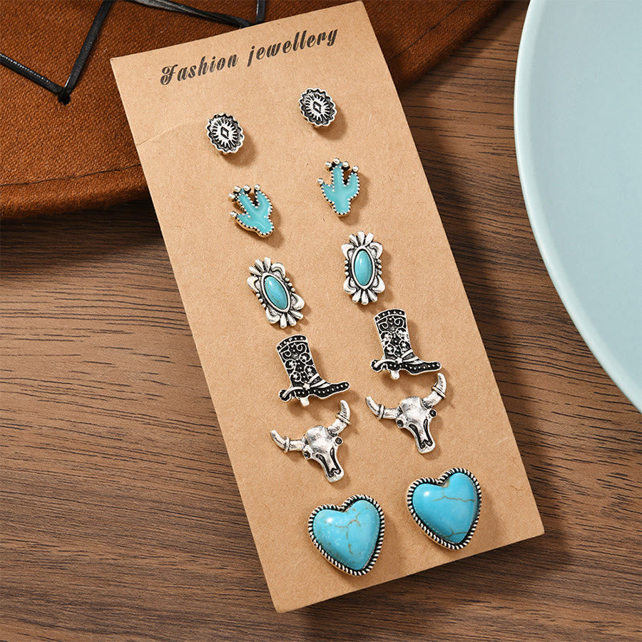 Olivenorma Bohemian Southwestern Multi-Motif Stackable Stud Earrings - image 1