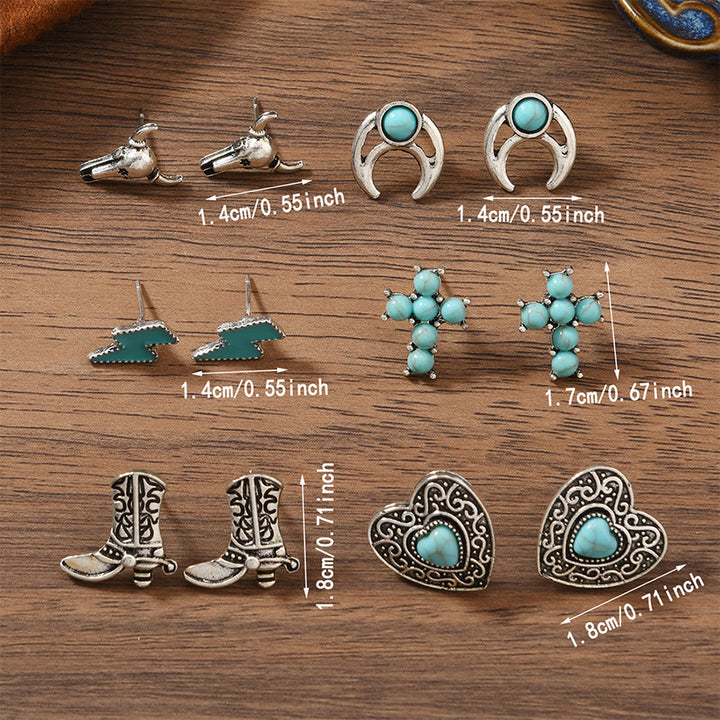 Olivenorma Bohemian Southwestern Multi-Motif Stackable Stud Earrings - image 25