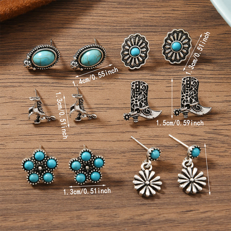 Olivenorma Bohemian Southwestern Multi-Motif Stackable Stud Earrings - image 17