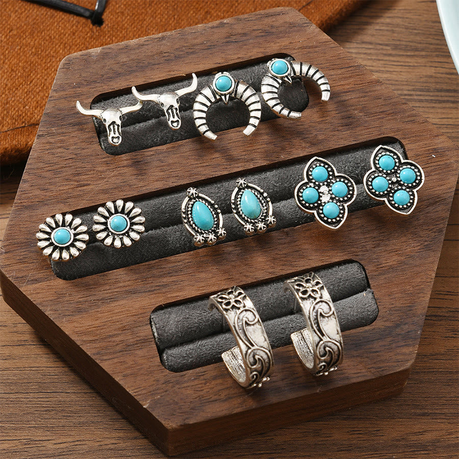 Olivenorma Bohemian Southwestern Multi-Motif Stackable Stud Earrings - Hoop & Cluster - image 18