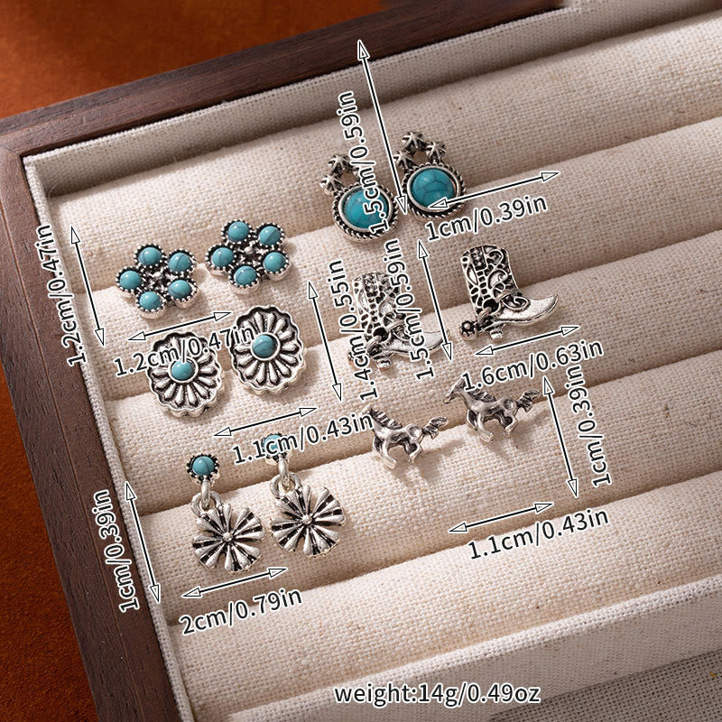 Olivenorma Western Boho Floral & Cowboy Inspired Multi-Design Earrings - image 1