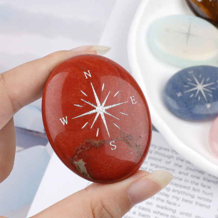 Olivenorma Natural Gemstone Compass Engraved Calming Worry Stone - Red Jasper - image 10