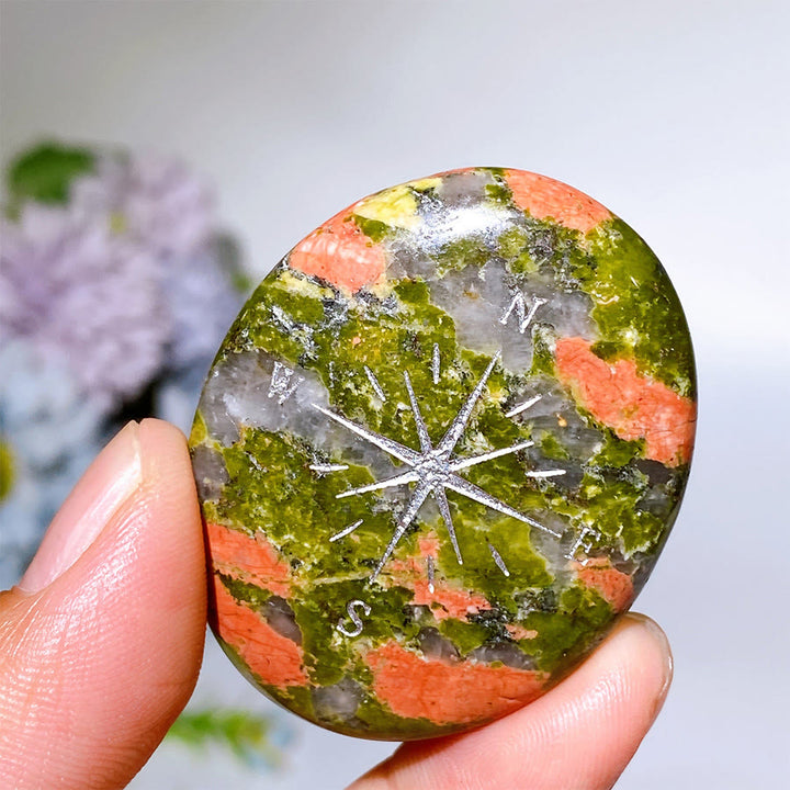 Olivenorma Natural Gemstone Compass Engraved Calming Worry Stone - image 23