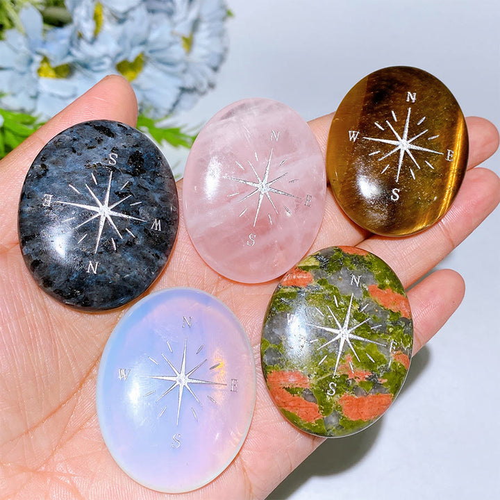 Olivenorma Natural Gemstone Compass Engraved Calming Worry Stone - image 4