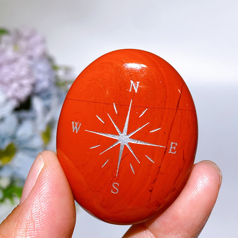 Olivenorma Natural Gemstone Compass Engraved Calming Worry Stone - image 11