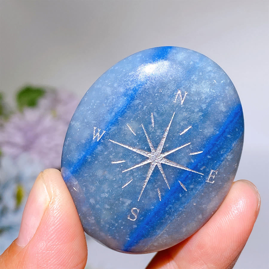Olivenorma Natural Gemstone Compass Engraved Calming Worry Stone - image 18
